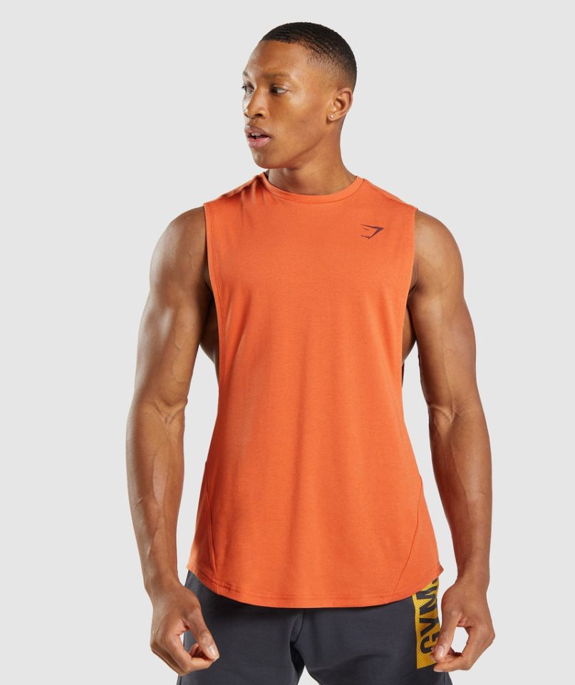 Men's Gymshark Bold Drop Arm Tanks Orange | CA A60583